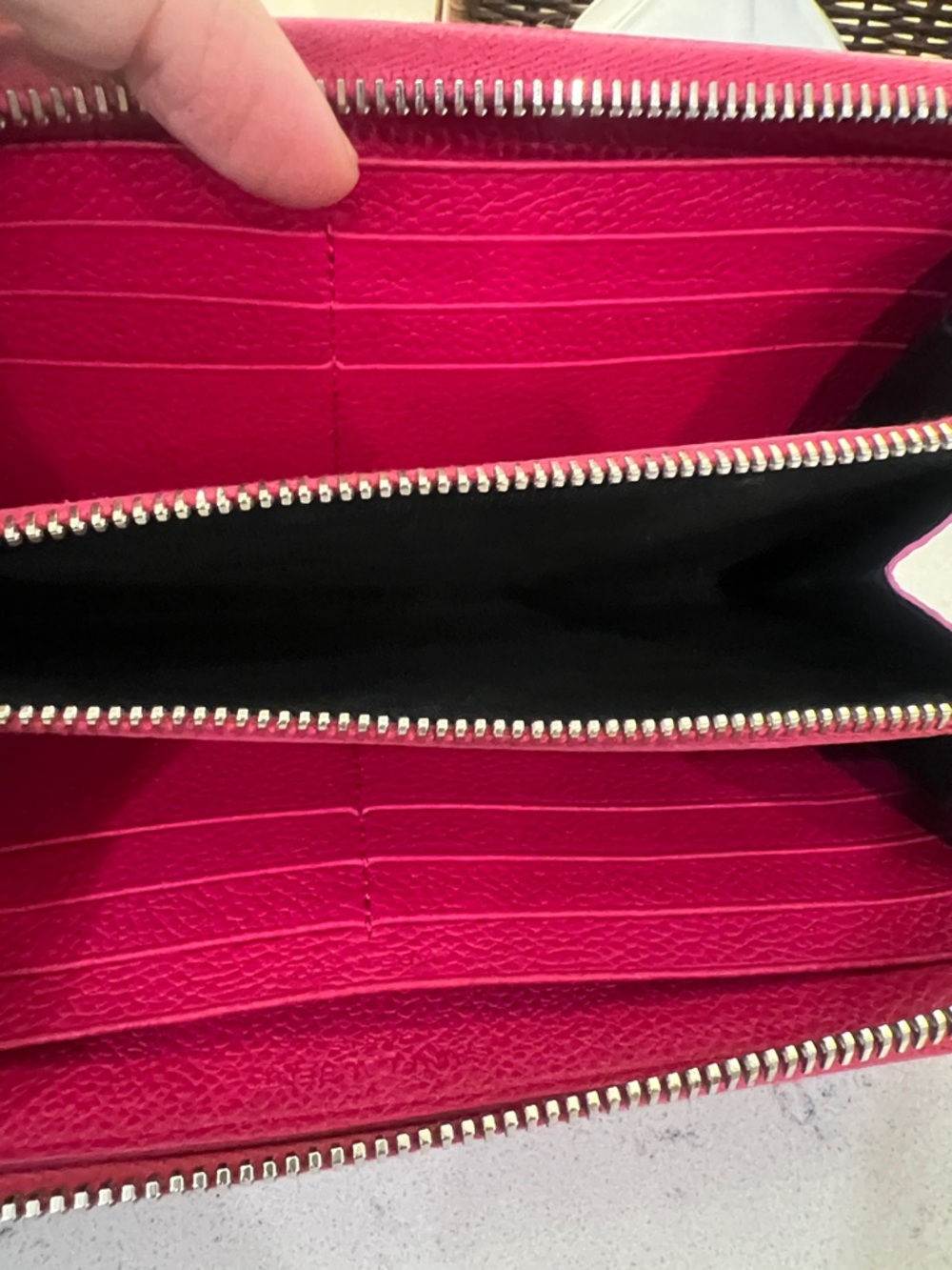 Saint Laurent Fuchsia Zip Wallet with YSL Charm - Picture 10 of 15
